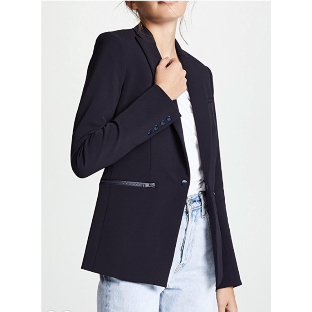 Veronica Beard 10 Iconic Scuba Dickey Jacket $645 BiStretch Blazer Navy NWT Blue - Picture 2 of 6